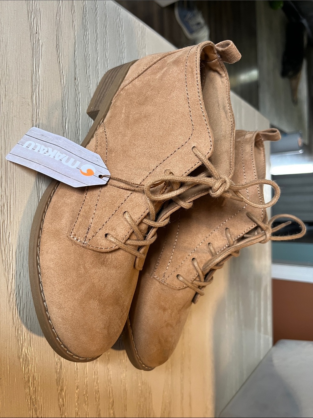 Ladies Comfort Suede Lace-Up Ankle Boots - Tan SIZE 8M